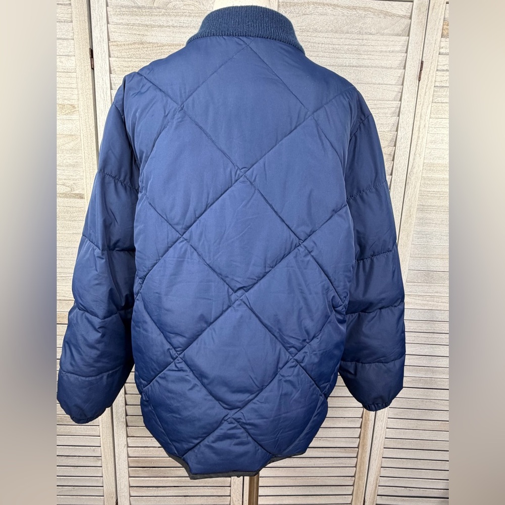 LAND'S END Women's Quilted Insulated Feather Free  Bomber Jacket Navy-XLP - Picture 4 of 4